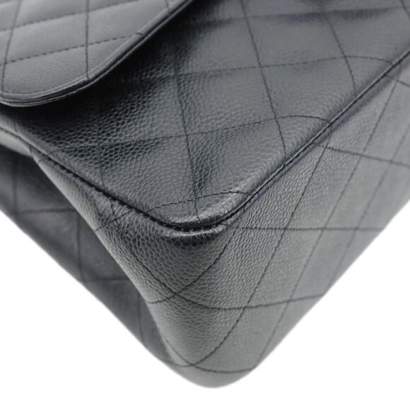 Chanel Classic Jumbo Double Flap Quilted Caviar Leather Shoulder Bag Black - Picture 9 of 14